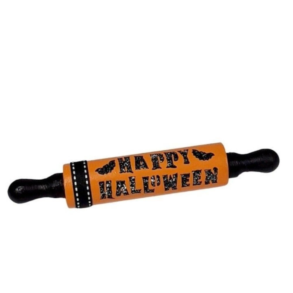 Happy Halloween Mini Rolling Pin Tiered Tray Decoration Shelf Sitter Bowl Filler
